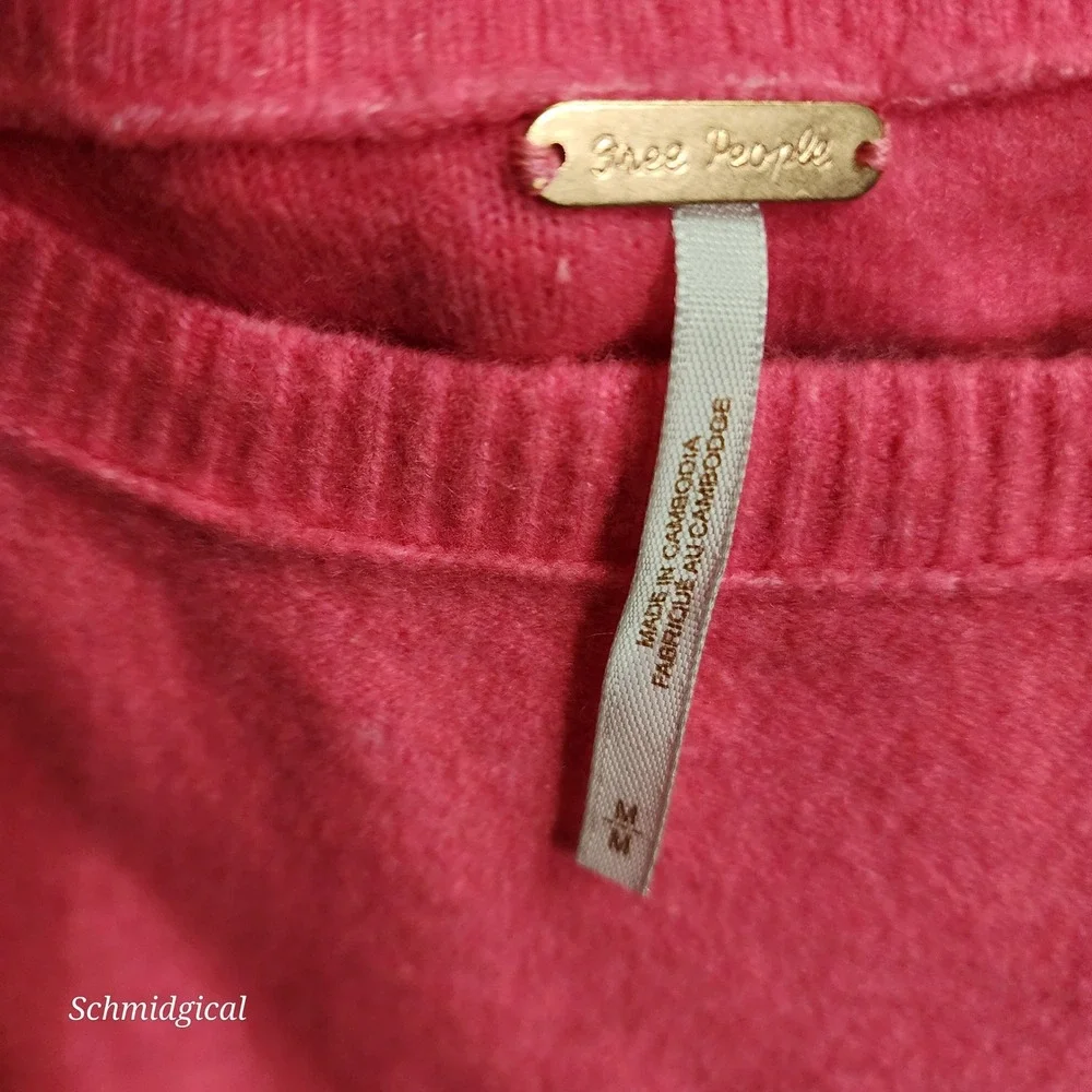 Free People Brookside Sweater Hot Pink Wool Blend Oversized Pullover OB1597543 M
